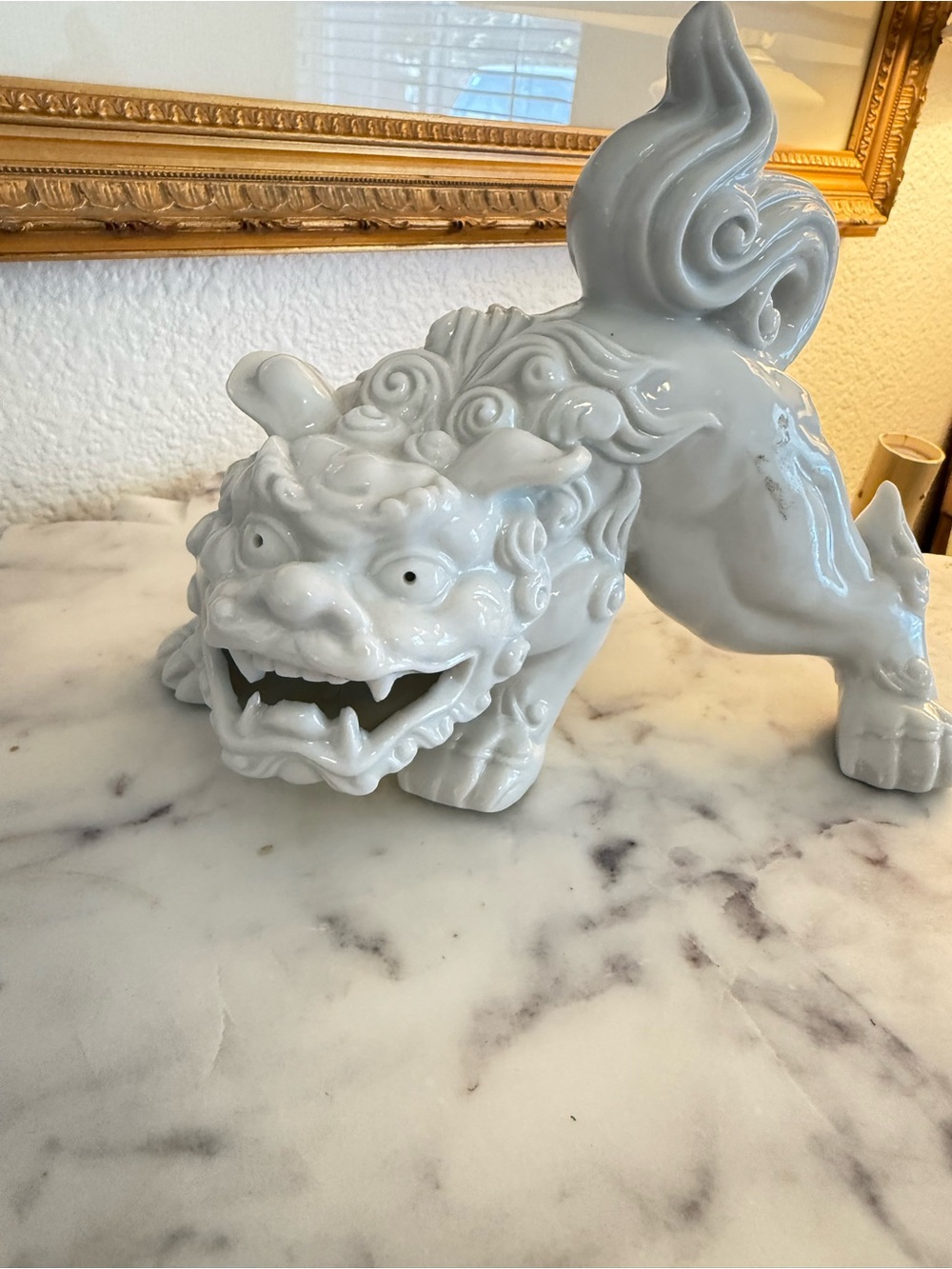 Vintage OMC Japan Otagiri White Porcelain Foo Dog Guardian Lion Mid Century